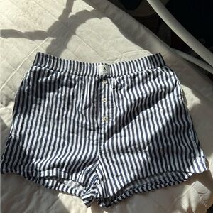 Anthropologie Navy and White Striped Women's Shorts